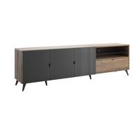 Composad | Mobile porta TV della Linea INFINITO con 3 Ante, 1 Cassetto e 1 Vano, Base Multiuso, (LxAxP) 225,5x64,6x42,9 cm, Grigio Titanio Laccato e Noce Brera, Made in Italy