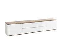 Composad | Mobile Porta Tv della Linea MUNDI con 2 Ante e 2 Ribalte, Porta Tv da Terra, (LxAxP) 240x51x40,50 cm, Colore Rovere Oak Mielato e Bianco laccato, Made in Italy