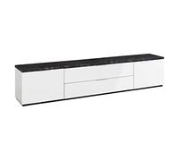 Composad | Mobile Porta Tv della Linea MUNDI con 2 Ante e 2 Ribalte, Porta Tv da Terra, (LxAxP) 240x51x40,50 cm, Colore Marmo Zebrato e Bianco laccato, Made in Italy