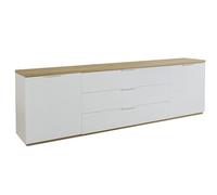 Composad | Mobile Porta TV della Linea MUNDI con 2 Ante e 3 Cassetti, Madia, Mobile Soggiorno, (LxAxP) 240x73,4x40,5 cm, Rovere Oak Mielato e Bianco Laccato, Made in Italy