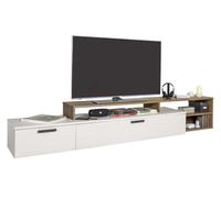 Composad | Mobile Porta TV della Linea Vittoria con 1 Anta, 1 Ribalta e 3 Vani Aperti, Mobile Soggiorno Moderno (LxAxP): 270,5x44,1x45 cm, Noce Brera e Grigio Cashmere Topmatt