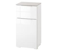 Composad | Mobiletto della Linea GALAVERNA con 1 Cassetto e 1 Anta, Armadietto Salvaspazio Bagno, (LxAxP) 40x82,50x35 cm, Colore Cemento e Bianco Laccato, Made in Italy