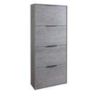 Composad | Scarpiera a Doppia Profondità della Linea FACILE con 4 Ribalte, Con Maniglie, (LxAxP) 65x157,3x24,8 cm, Colore Grigio Cemento, Made In Italy
