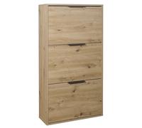 Scarpiera 65x105x25 cm legno Oak con 3 ante a ribalta marrone