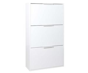 Composad | Scarpiera della Linea ESPRESSO Doppia Profondità, con 3 Ribalte, Scarpiera Salvaspazio, Ingresso, Ripostiglio, Portascarpe, (LxAxP) 65x119,5x25 cm, Colore Bianco Laccato, Made in Italy
