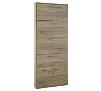 Scarpiera 5 ante rovere in legno, 65x15x164 cm