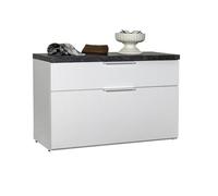 COMPOSAD | Scarpiera della Linea MUNDI con 1 Cassetto e 1 Ribalta, Scarpiera Panca, Mobile Ingresso Salvaspazio, (LxAxP) 82,30x53,30x35,20 cm, Colore Marmo e Bianco Laccato, Made in Italy