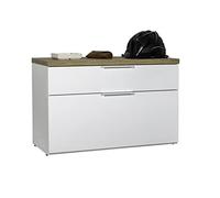 COMPOSAD | Scarpiera della Linea MUNDI con 1 Cassetto e 1 Ribalta, Scarpiera Panca, Mobile Ingresso Salvaspazio, (LxAxP) 82,30x53,30x35,20 cm, Colore Rovere e Bianco Laccato, Made in Italy