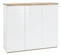 Composad | Scarpiera della Linea MUNDI con 3 Ante, Mobile Scarpiera da Ingresso, Scarpiera Bianca, (LxAxP) 120x102,30x35 cm, Colore Rovere e Bianco Laccato, Made in Italy