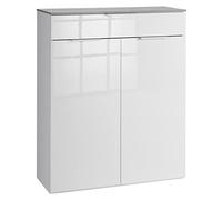 Composad | Mobile Scarpiera della Linea GALAVERNA con 1 Cassetto e 2 Ante, Scarpiera da Ingresso, Scarpiera Bianca, (LxAxP) 90x108,30x35 cm, Colore Cemento e Bianco Laccato, Made in Italy