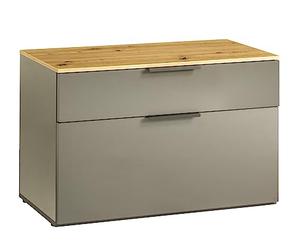 Composad | Scarpiera Panca della Linea GALAVERNA con 1 Cassetto e 1 Ribalta, Mobile Ingresso, Moderna, (LxAxP) 83x53,5x35,5 cm, Grigio Titanio Laccato, Rovere Mielato, Made in Italy