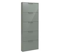 Composad | Scarpiera Slim 5 Ribalte Macchiato Storage 65x173,5x15 cm Verde Laccato, Scarpiera slim per ingresso o corridoio, con 5 ribalte e profondità di soli 15 cm, Made in Italy