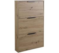 Scarpiera 65x105x15 cm legno Oak con 3 ante a ribalta marrone