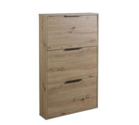 Scarpiera 65x105x15 cm legno Oak con 3 ante a ribalta marrone