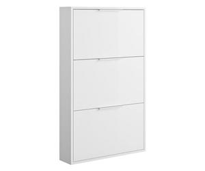Composad | Scarpiera Slim della Linea ESPRESSO con 3 Ribalte, Scarpiera Salvaspazio, per Ingresso, Ripostiglio, Portascarpe, (LxAxP) 65x105,5x15 cm, Colore Bianco laccato, Made in Italy