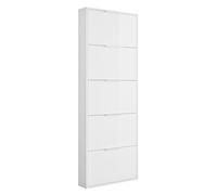 Composad | Scarpiera Slim della Linea ESPRESSO con 5 Ribalte, Scarpiera Salvaspazio, per Ingresso, Ripostiglio, Portascarpe, (LxAxP) 65x173,5x15 cm, Colore Bianco Laccato, Made in Italy