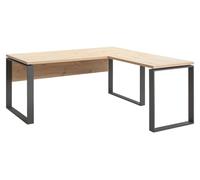 Composad | Scrivania ad Angolo della Linea Disegno con Gambe in Metallo, Scrivania ufficio Moderno, Scrivania Grande, Scrivania a L (LxAxP): 170x74,3x170 cm, Rovere Mielato