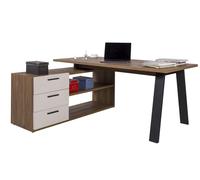 Composad | Scrivania Angolare con 3 Cassetti e 2 Vani Aperti della Linea LAPIS, Moderna ed Elegante, per Ufficio, Porta PC, (LxAxP) 171,5x74,7x143,5 cm, Noce brera e Cashmere, Made in Italy