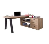 COMPOSAD | Scrivania Angolare con 3 Cassetti e 2 Vani Aperti, Moderna ed Elegante, per Ufficio, Studio, Porta PC, (LxAxP) 171,5x74,7x143,5 cm, Rovere Oak Mielato, Made in Italy