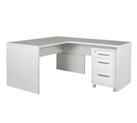 Composad | Scrivania angolare e Cassettiera con 3 Cassetti e Serratura della Linea DISEGNO, Set di 2 Mobili per Ufficio, (LxAxP) 180x72x169 cm, Colore Bianco Laccato, Made in Italy