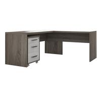 Composad | Scrivania angolare e Cassettiera con 3 Cassetti e Serratura della Linea Disegno, Set di 2 Mobili per Ufficio, (LxAxP) 138,2x74,5x160,5 cm, Rovere Sonoma e Bianco Laccato, Made in Italy