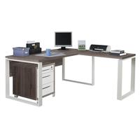 Composad | Scrivania Angolare e Cassettiera con 3 Cassetti e Serratura della Linea Disegno, Set di 2 Mobili per Ufficio, (LxAxP) 170x74,50x80+90 cm, Rovere Sonoma e Bianco Laccato, Made in Italy