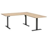 Composad | Scrivania Angolare Regolabile in Altezza Linea ENERGIA, Standing Desk Con 4 Altezze, Scrivania Elettrica con Display, (LxP) 180x159 cm, Rovere Mielato e Grigio Antracite, Made in Italy
