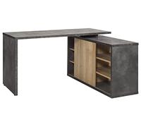 Composad | Scrivania della Linea CORE con 1 Anta Scorrevole e 6 vani, Scrivania Angolare, Scrivania con Libreria Angolo, (LxAxP) 150x74x120 cm, Colore Rovere e Grigio Tadao, Made in Italy
