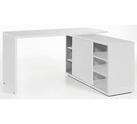 Composad | Scrivania della Linea CORE con 1 Anta Scorrevole e 6 vani, Scrivania Angolare, Scrivania con Libreria ad Angolo, (LxAxP) 150x74x120 cm, Colore Bianco Laccato, Made in Italy