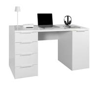 Composad | Scrivania della Linea ESPRESSO con 4 Cassetti e 1 Anta, Scrivania Ufficio Elegante e Moderna, per PC, (LxAxP) 146x75,4x59,6 cm, Colore Bianco Laccato, Made in Italy