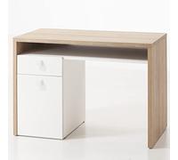 Composad | Scrivania della Linea GLOBO con 1 Cassetto, 1 Anta e 1 Vano, Scrivania Cameretta per PC Con Cassetti, (LxAxP) 110x76,70x60,20 cm, Colore Rovere e Bianco Laccato, Made in Italy