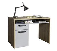 Composad | Scrivania della Linea LAFABRICA con 1 Cassetto 1 Anta e 1 Vano, Scrivania Cameretta con Cassetti, (LxAxP) 110x76,70x60,20 cm, Colore Rovere Mielato e Grigio Laccato, Made in Italy