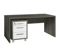 Composad | Scrivania e Cassettiera con 3 Cassetti e Serratura della Linea Disegno, Set di 2 Mobili per Ufficio, (LxAxP) 178,20x74,50x69 cm, Colore Rovere Sonoma e Bianco Laccato, Made in Italy