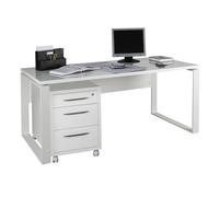 Composad | Scrivania e Cassettiera con 3 Cassetti e Serratura della Linea DISEGNO, Set di 2 Mobili per Ufficio, (LxAxP) 170x74,50x80 cm, Colore Bianco Laccato, Made in Italy