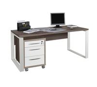 Composad | Scrivania e Cassettiera con 3 Cassetti e Serratura della Linea Disegno, Set di 2 Mobili per Ufficio, (LxAxP) 170x74,50x80 cm, Colore Rovere Sonoma e Bianco Laccato, Made in Italy