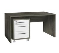 Composad | Scrivania e Cassettiera con 3 Cassetti e Serratura della Linea Disegno, Set di 2 Mobili per Ufficio, (LxAxP) 138,20x74,50x69 cm, Colore Rovere Sonoma e Bianco Laccato, Made in Italy