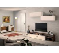 Composad | Soggiorno Completo della Linea Vittoria, Set di 4 Mobili con 1 Porta TV, 1 Contromobile e 2 Pensili, Arredo Soggiorno Moderno, Noce Brera e Grigio Cashmere Topmatt, Made In Italy