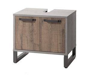Composad | Sottolavabo della Linea LAFABRICA con 2 Ante, Mobile Sottolavabo, Mobile bagno, Sottolavello, (LxAxP) 69,90x62,80x45 cm, Colore Rovere e Cemento, Made in Italy