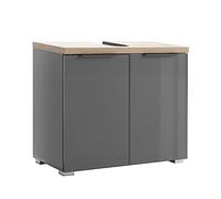 Composad | Sottolavabo della Linea MUNDI con 2 Ante e 1 Ripiano, Mobile Bagno Moderno, Sottolavello, (LxAxP) 70x60x35 cm, Grigio Titanio Laccato e Rovere Mielato, Made in Italy