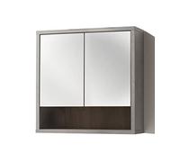 Composad | Specchiera della Linea LAFABRICA con 2 Ante, Pensile Bagno, Specchiera Bagno, Specchiera Pensile, (LxAxP) 69,9x68,8x22 cm, Colore Rovere e Cemento, Made in Italy