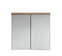 Composad | Specchiera della Linea MUNDI con 2 Ante a Specchio, Mobile Bagno Moderno, (LxAxP) 70x66,8x22 cm, Grigio Titanio Laccato e Rovere Mielato, Made in Italy