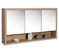 Composad | Specchiera Pensile della Linea LADAMA con 3 Ante 1 Vano Senza Illuminazione, Specchio Bagno con Ante e Contenitore, (LxAxP) 123,20x69,80x22 cm, Colore Rovere Mielato, Made in Italy