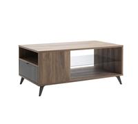 Composad | Tavolino da Salotto della Linea INFINITO con 1 Cassetto e 2 Vani, Portariviste, Soggiorno, (LxAxP) 122,8x53,7x66,5 cm, Grigio Titanio Laccato e Noce brera, Made in Italy