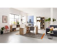 Composad | Ufficio Completo della Linea COLLEGIO, Set di 3 Mobili, Scrivania, Libreria, Base Archivio, Mobili Ufficio, Colore Rovere Mielato e Bianco Laccato, Made in Italy
