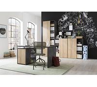 Composad Ufficio Completo, Pannello Ecologico in Legno Riciclato, Rovere e Grigio Tadao