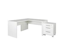 Composad | Ufficio Completo della Linea DISEGNO, Set di 2 Mobili e Allungo Scrivania, Mobili Ufficio, Scrivania, Cassettiera, Colore Bianco Laccato, Made in Italy