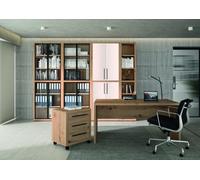 Composad | Ufficio Completo della Linea RILEGA, set di 6 Mobili, Ufficio Moderno, Studio, Scrivania, Cassettiera, Libreria, Vetrina, Grigio Cashmere e Rovere Mielato, Made in Italy
