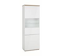 Composad | Vetrina della Linea MUNDI con 2 Ante, Vetrina soggiorno, Credenza, (LxAxP) 70x169x40,50 cm, per Soggiorno, Cucina, Colore Rovere Oak Mielato e Bianco laccato, Made in Italy