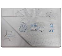 Compose' Completo Lettino Lenzuola Cotone Vari Colori Baby Orsetti -Celeste