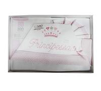 Compose' Culla Lenzuola MIO PICCOLO Cotone ricamato"principino""Principessa" (rosa)